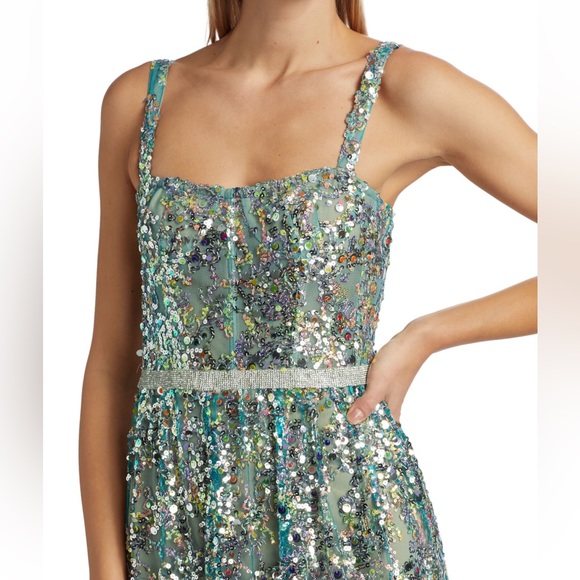 New! BRONX AND BANCO Midnight Sleeveless Sequin Square-Neck Gown Size L/US 8 - Picture 6 of 8